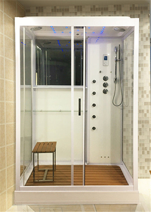 白いガラス シャワーの小屋の黄銅計算機制御が付いている完全なシャワー室はジェット機で行きます